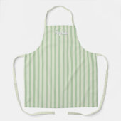 Sage Green Stripe Women's Custom Apron エプロン (正面)