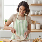 Sage Green Stripe Women's Custom Apron エプロン