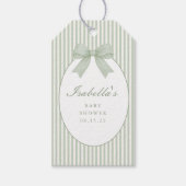 Sage Green Striped Baby Shower  ギフトタグ (正面)