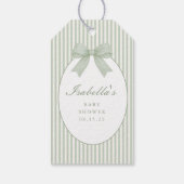 Sage Green Striped Baby Shower  ギフトタグ (裏面)