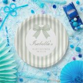 Sage Green Striped Baby Shower  ペーパープレート (パーティー)