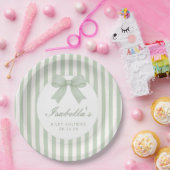 Sage Green Striped Baby Shower  ペーパープレート (パーティー)
