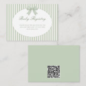 Sage Green Striped Baby Shower Enclosure Card エンクロージャーカード (正面/裏面)