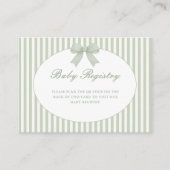 Sage Green Striped Baby Shower Enclosure Card エンクロージャーカード (正面)
