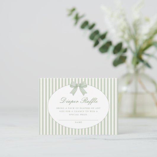 Sage Green Striped Baby Shower Enclosure Card エンクロージャーカード (スタンド正面)
