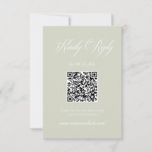 Sage Green Striped Classic Wedding  RSVP C (正面)