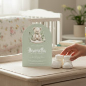 Sage Green Striped Eucalyptus Baby Shower Arch  招待状