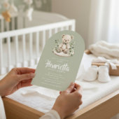 Sage Green Striped Eucalyptus Baby Shower Arch  招待状