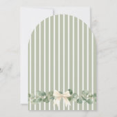 Sage Green Striped Eucalyptus Baby Shower Arch  招待状 (裏面)