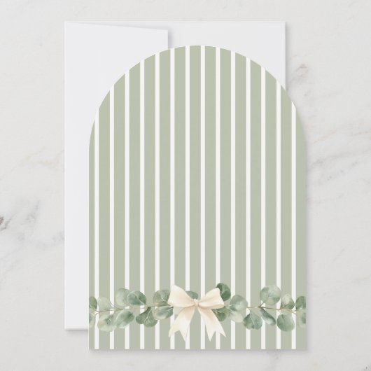 Sage Green Striped Eucalyptus Baby Shower Arch 招待状 (裏面)