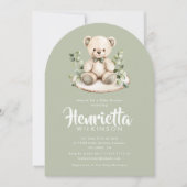 Sage Green Striped Eucalyptus Baby Shower Arch  招待状 (正面)