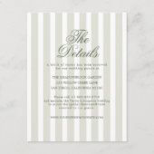 Sage Green Striped Wedding Details Card エンクロージャーカード (正面)