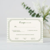 Sage Green Striped Wedding RSVP Card  (スタンド正面)