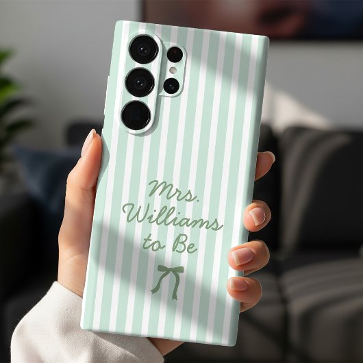 Sage Green Stripes オーダーメイド 将来のMrs | 婚約者 Samsung Galaxyケース