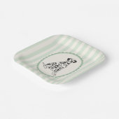 Sage Green Stripes and Black Dalmatian ペーパープレート (傾斜あり)