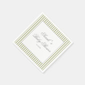 Sage Green Stripes Baby Shower スタンダードカクテルナプキン (角)
