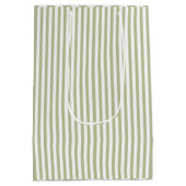 Sage Green Stripes Baby Shower  ミディアムペーパーバッグ (裏面)