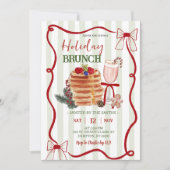 Sage Green Stripes Christmas Holiday Brunch 招待状 (正面)