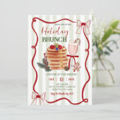 Sage Green Stripes Christmas Holiday Brunch 招待状 (スタンド正面)