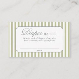 Sage Green Stripes Diaper Raffle Card エンクロージャーカード