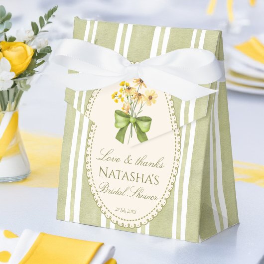 Sage green stripes elegant bridal shower favors フェイバーボックス