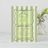 Sage Green Stripes Love You So Matcha Baby Shower 招待状 (スタンド正面)