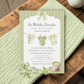 Sage Green Stripes "So Matcha Love" ベビーシャワー 招待状