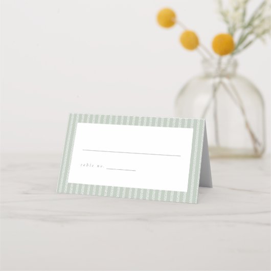 Sage Green Stripes Wedding Escort Cards プレイスカード (正面)