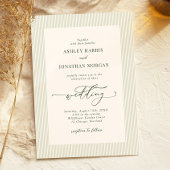 Sage Green Stripes Wedding Invitation 招待状