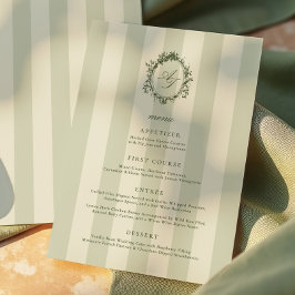 Sage Green Stripes Wedding Menu メニュー