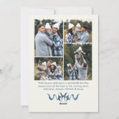 Sage Green Stripped Blue Bow Christmas 5 Photo シーズンカード (裏面)