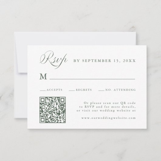 Sage Green Stylish Calligraphy Script Wedding RSVP (正面)
