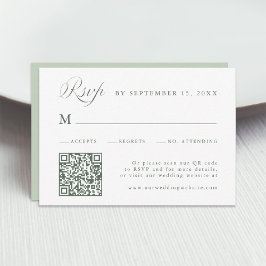Sage Green Stylish Calligraphy Script Wedding RSVP