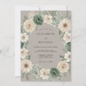 Sage Green Succulent Rustic Wedding 招待状 (正面)