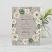 Sage Green Succulent Rustic Wedding 招待状 (スタンド正面)