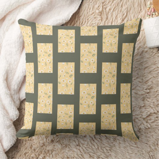 Sage Green Summer Nature Floral Pattern クッション (ブランケット)