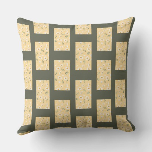 Sage Green Summer Nature Floral Pattern クッション (裏面)