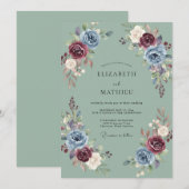 Sage Green Sumptuous Autumnal Wedding 招待状 (正面/裏面)