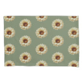 Sage Green Sunflower Floral Pillowcase Set 枕カバー (正面左)
