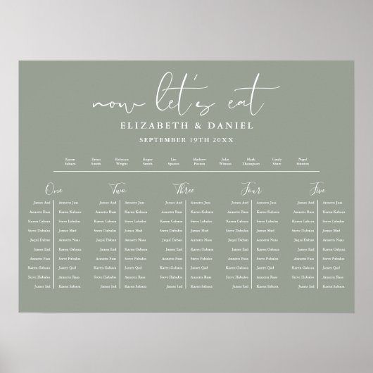 Sage Green Table Plan Wedding Seating Chart ポスター (正面)