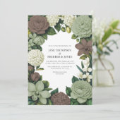 Sage Green, Taupe & Ivory Floral Wedding 招待状 (スタンド正面)