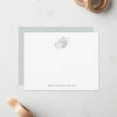 Sage Green Teapot & Tea Cup文房具ノートカード ノートカード (正面/裏面インサイチュ)