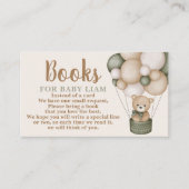 Sage Green Teddy Bear Books forベビーリクエストカード エンクロージャーカード (正面)