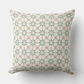 Sage Green & Terracotta Geometric Floral Pattern  クッション (正面)