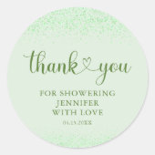 Sage Green Thank You Eucalyptus Confetti Sticker ラウンドシール (正面)