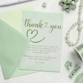 Sage Green Thank You Heart Confetti Script サンキューカード