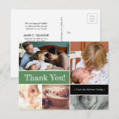 Sage Green Thank You Introducing 2ndベビー写真 案内ポストカード (正面/裏面)