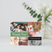 Sage Green Thank You Introducing 2ndベビー写真 案内ポストカード (スタンド正面)