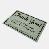 Sage Green Thank You Postal & Delivery Workers ドアマット (アングル)