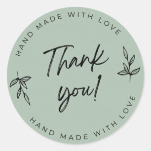 Sage Green Thank You Stickers ラウンドシール
